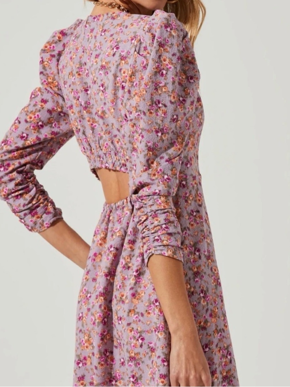 NWT ASTR The Label Purple Floral Midi Size Large - Picture 2 of 12